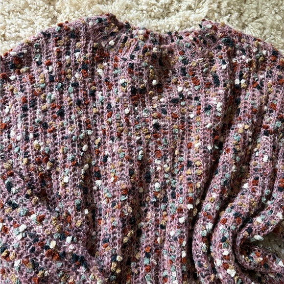 Pink and Red Crew Neck Sweater with Textured Knit - Picture 5 of 6